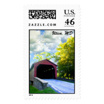 Utical Mills Covered Bridge, Utica, MD postage by arallegro Utical Mills Covered Bridge, Utica, MD postage