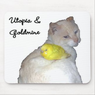 Utopia and His Pet Budgie Goldmine mousepad