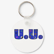 UU Blue Religious Symbols Keychain