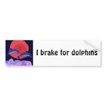 UU- Graceful Leaping Dolphins Primitive Art Bumper Stickers