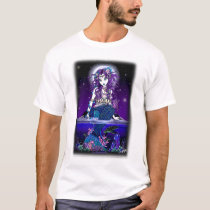 uxia, mermaid, fantasy, sea, turtle, shells, art, myka, jelina, mika, ocean, big, eyed, oceans, Camiseta com design gráfico personalizado