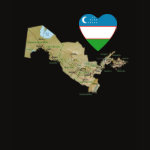 Uzbekistan Flag Heart Map Fitted AA T-Shirt