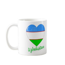 Uzbekistan Flag Heart Mug