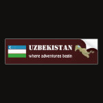 Uzbekistan Flag Map Text Bumper Sticker