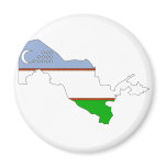 Uzbekistan flag map magnets