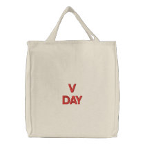 V DAY embroidered bags by zeldakix17 V DAY embroidered bags