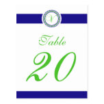 V Dot Circle Monogram Table Number (Lime / Blue) Postcards