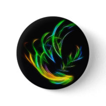 V Flame - Colorful Fractal Flame Pinback Button