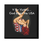V for Victory...  God Bless the USA magnets