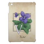 V for Violet Flower Monogram iPad Mini Case