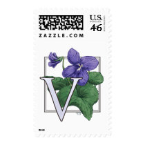 V for Violets Flower Monogram postage