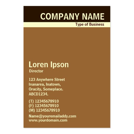 V Header Band - Dark Brown, Cream and Brown Business Card Template (front side)
