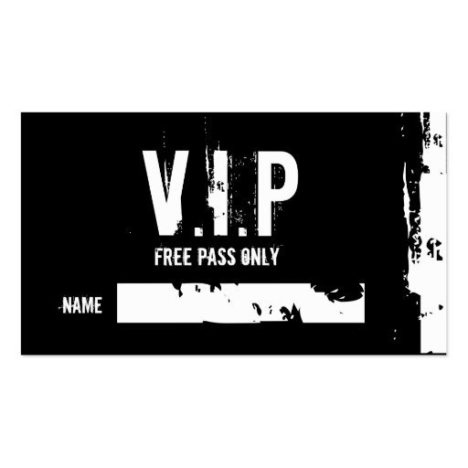 V.I.P, I, I, FREE PASS ONLY, NAME, _, _ BUSINESS CARD TEMPLATE