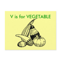 "V" is for Vegetable Alphabet Flashcard postcards by Regella "V" is for Vegetable Alphabet Flashcard postcards