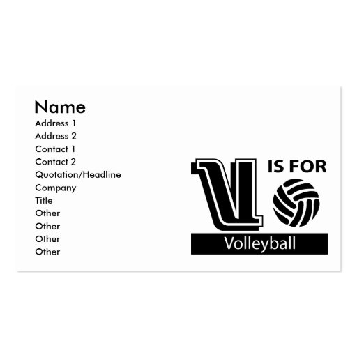 V Is For Volleyball Business Card Templates