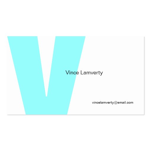 V Letter Alphabet Business Card White Blue (front side)