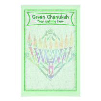 V Menorah Green Chanukah Stationery stationery