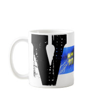V - monogram mugs