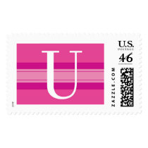 V Red Stripe Monogram Postage Stamp