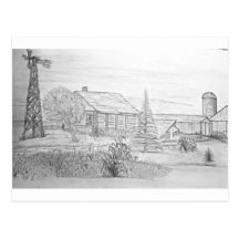 Vacant farm house post card