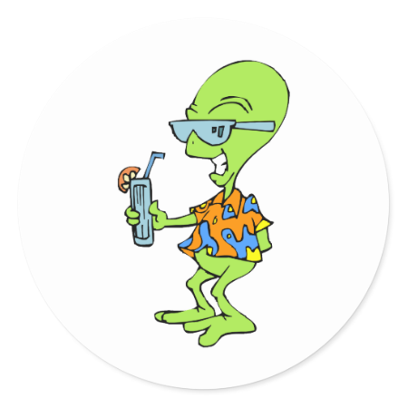 Vacation Alien Classic Round Sticker