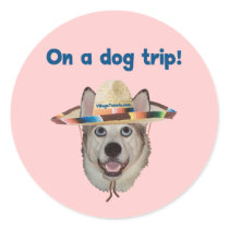 Vacation Dog Trip Round Sticker