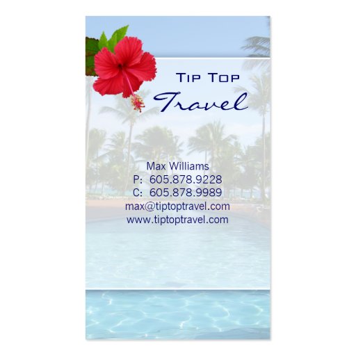 Vacation Palm Tree Hibiscus Business Card (front side)