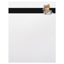 vacation teddy bear in plane letterhead
