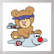 vacation teddy bear in plane posters