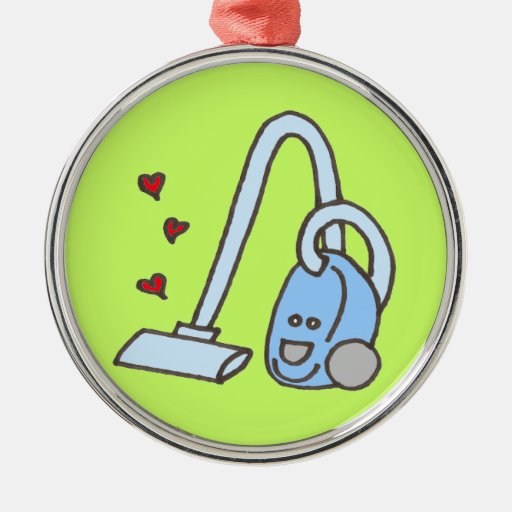 Vacuum Cleaner with Hearts Round Metal Christmas Ornament Zazzle