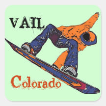 Vail Colorado orange blue snowboarder stickers