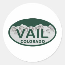Vail license oval round sticker