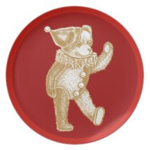 Vajilla rojo del día de fiesta del oso de peluche  platos