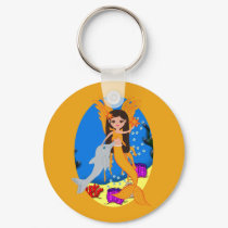 Valencia the Orange Merfaery and Dolphin Keychain by KirstenEdwards Valencia the Orange Merfaery and Dolphin Keychain