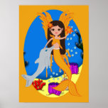 Valencia the Orange Merfaery and Dolphin Poster posters