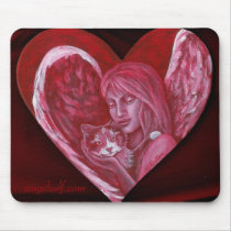 Valentine Angel and Calico Cat Mousepad mousepads