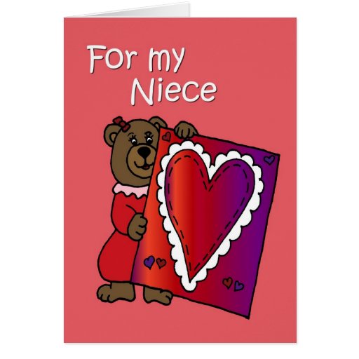 Valentine Bear for niece Card | Zazzle