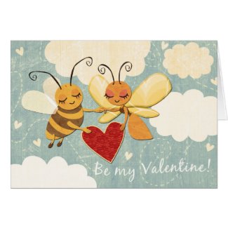 Valentine Bee & Butterfly Greeting Card