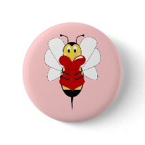 Valentine Bumble Bee Button by bugspot Valentine Bumble Bee Button