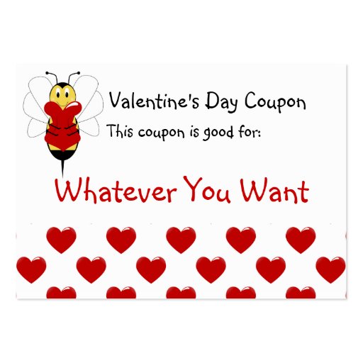 Valentine Bumble Bee Valentine's Day Coupon Large Business ...