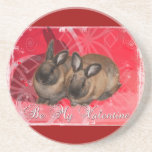 Valentine Bunnies: Be My Valentine coasters