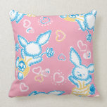 Valentine Bunnies in Pink Throw Pillows