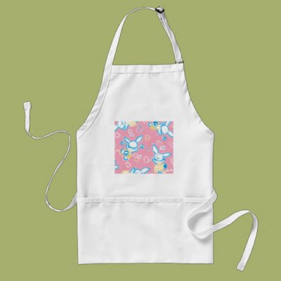 Valentine Bunnies in Pink Apron Zazzle_apron