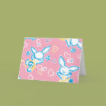Valentine Bunnies in Pink Greeting Cards