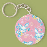 Valentine Bunnies in Pink Key Chain