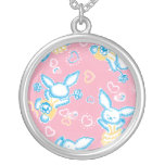 Valentine Bunnies in Pink Pendant