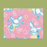Valentine Bunnies in Pink Postcard