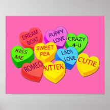 Valentine Candy Hearts Posters
