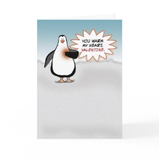 Valentine card: Penguin with warm heart card