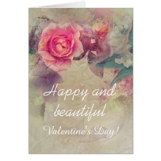 Valentine card, pink grungy roses